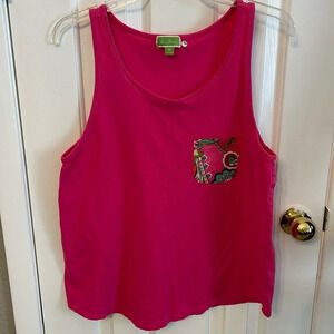 Vera Bradley Women’s (M) Pink Tank Top with Paisley Pocket Detail Scoop Neck